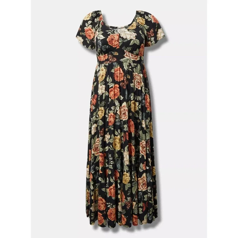 Torrid Tiered Maxi Dress Flutter Sleeve Floral Plus Size 2 2x Boho NWT BM - Picture 8 of 9